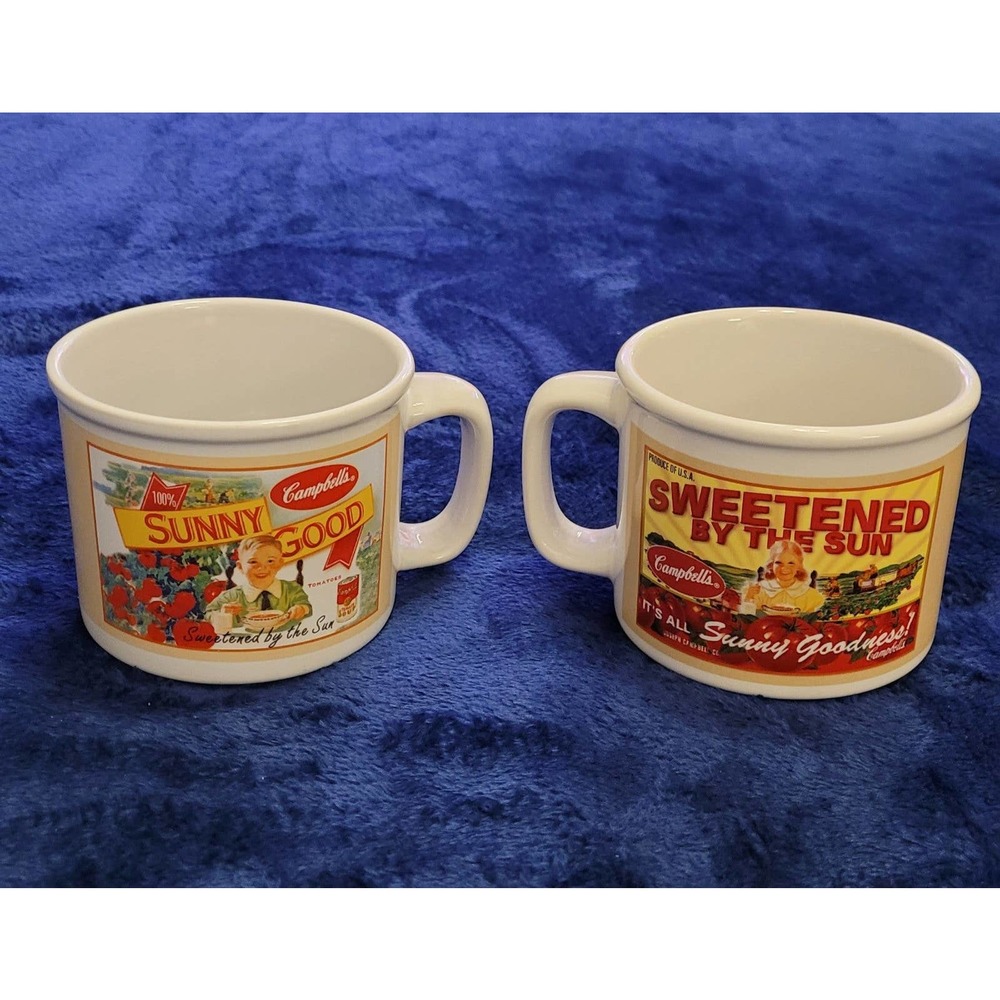 Vintage Set of Campbell's Soup‎ Handled Bowls 2005 "Sunny Goodness" "Sunny Good"